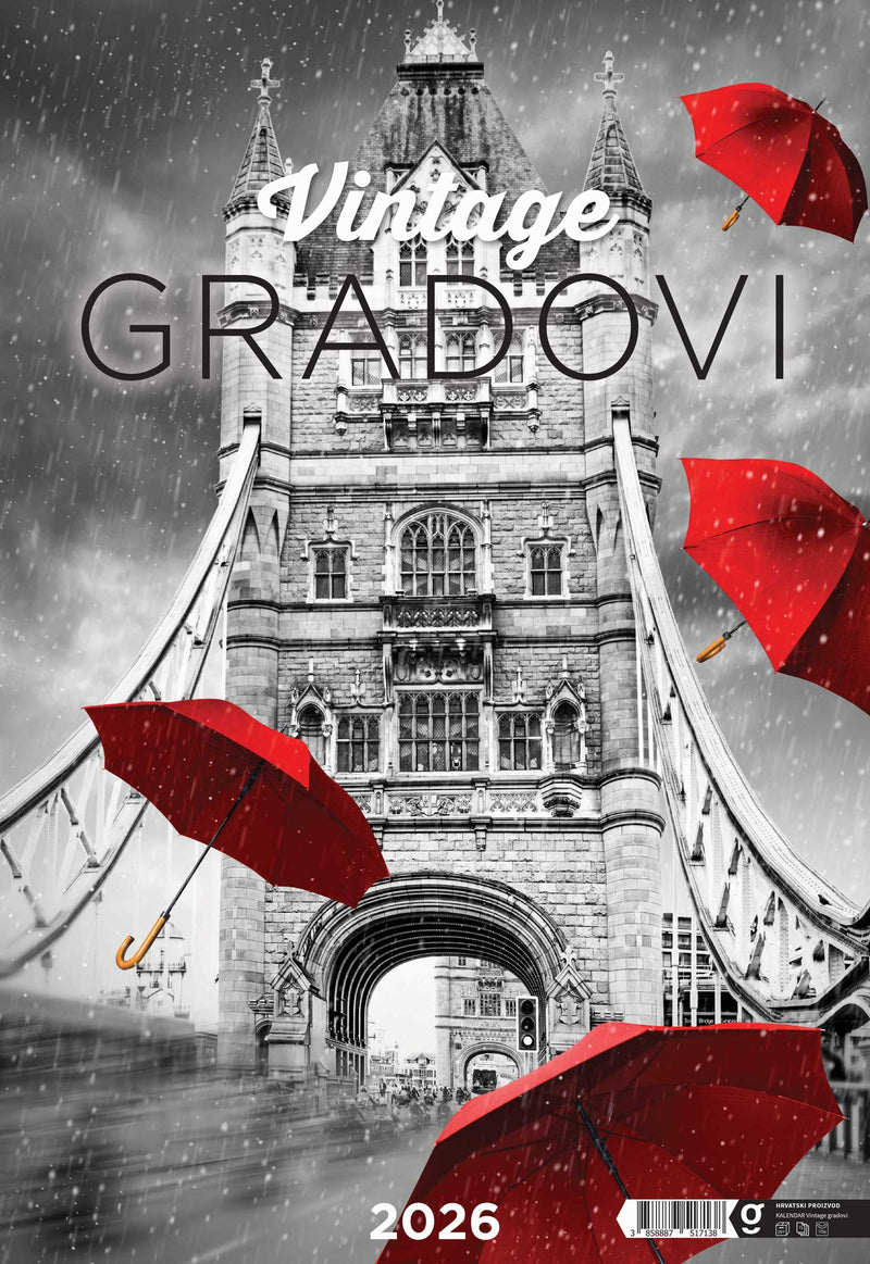 Promotivni zidni kalendar Vintage gradovi