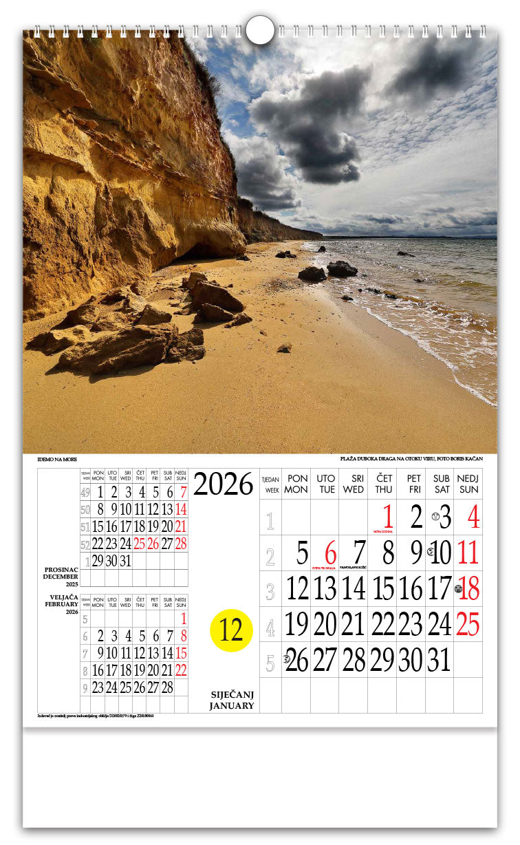 Jedinstveni promotivni zidni kalendar s rotacijskim krugom Idemo na more