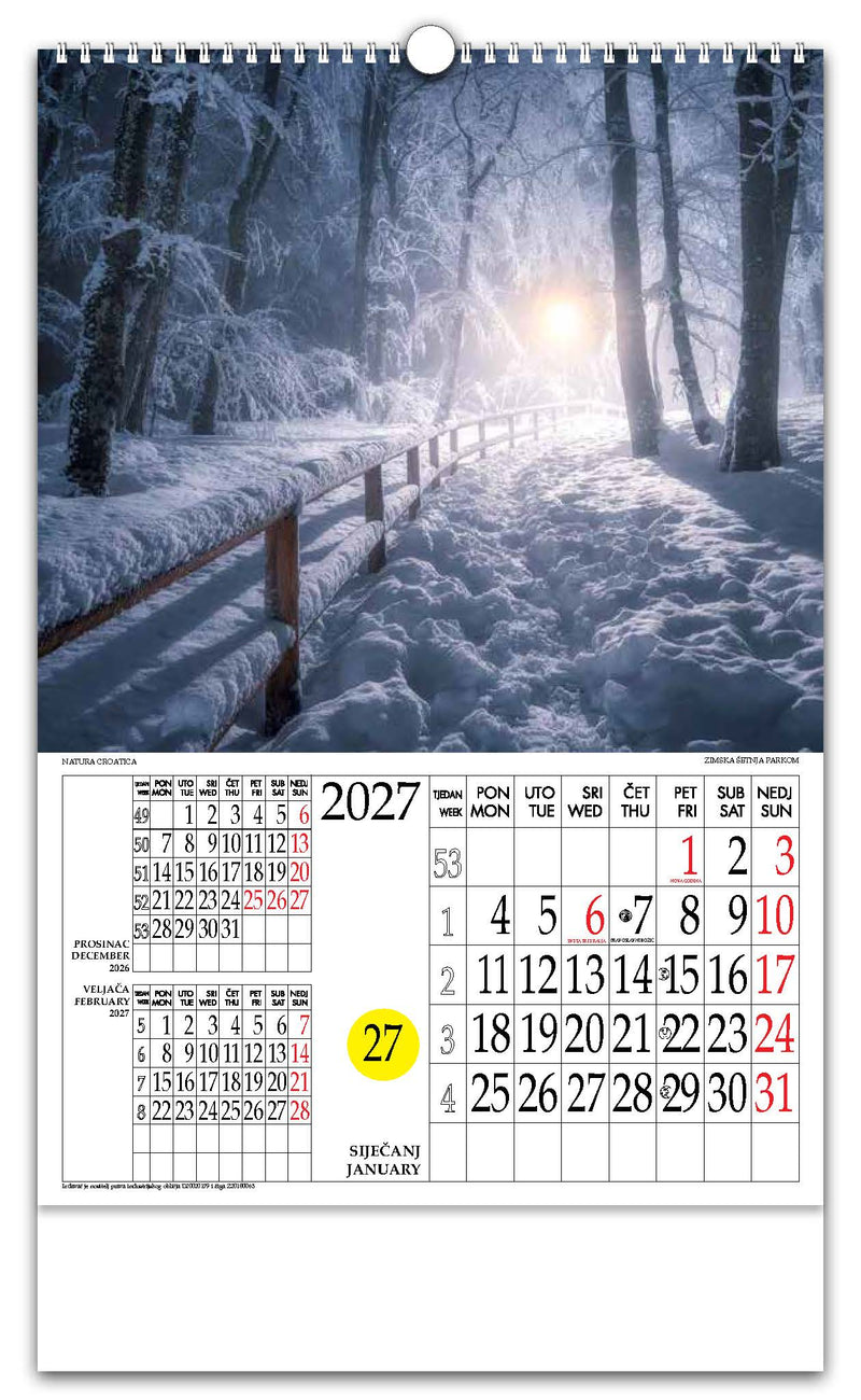 Jedinstveni promotivni zidni kalendar s rotacijskim krugom Natura Croatica