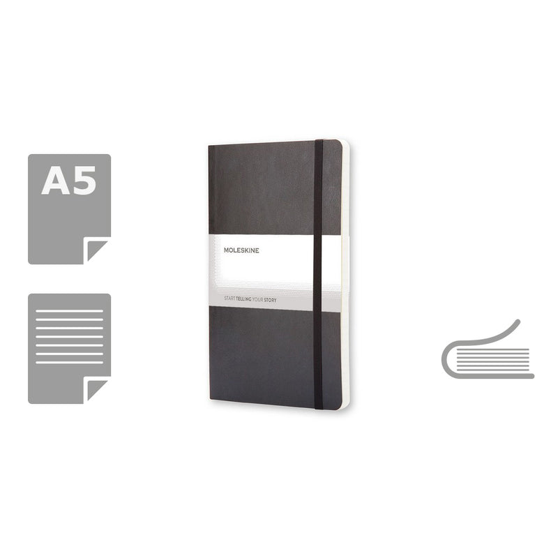 Moleskine notes A5 formata, meki uvez, stranice s linijama