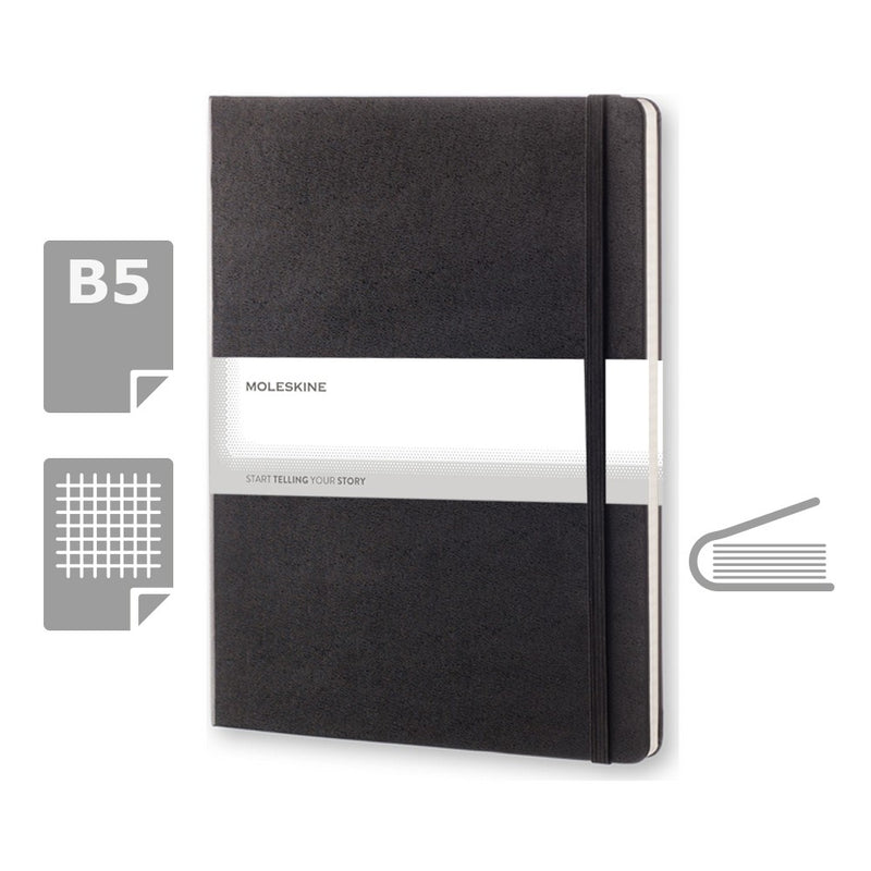 Moleskine notes B5 formata, tvrdi uvez, stranice s kvadratima