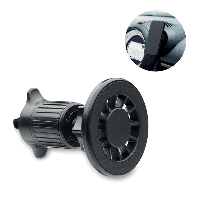 Promotivni magnetski držač za telefon s rotacijom od 360 °, crne boje | Poslovni pokloni