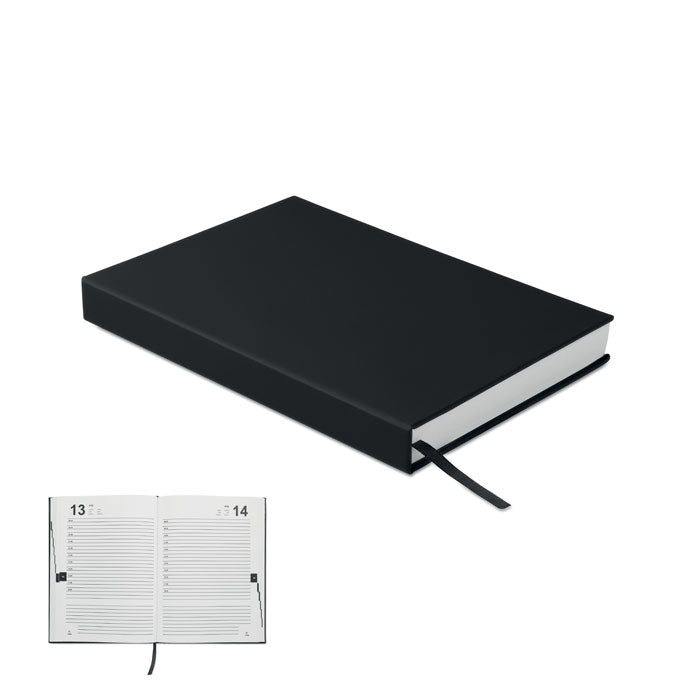 Promotivni A5 planer od recikliranog materijala, crne boje | Poslovni pokloni