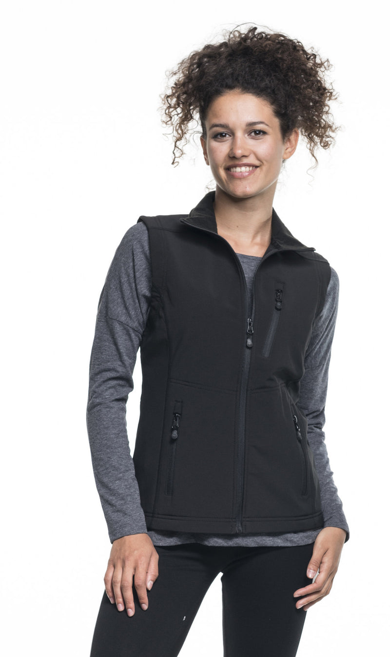 Ženski reklamni softshell prsluk Ladies Walker, crne boje | Poslovni pokloni