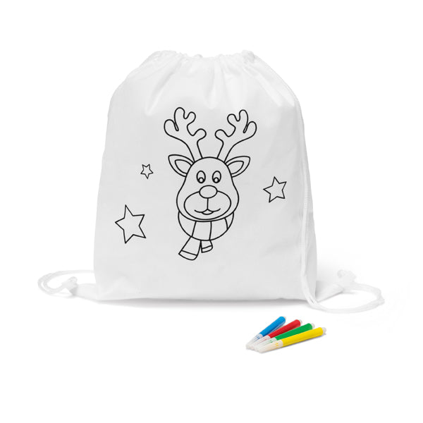 Dječja božićna ruksak vrećica s vezicama i motivom za bojanje | Poslovni pokloni
