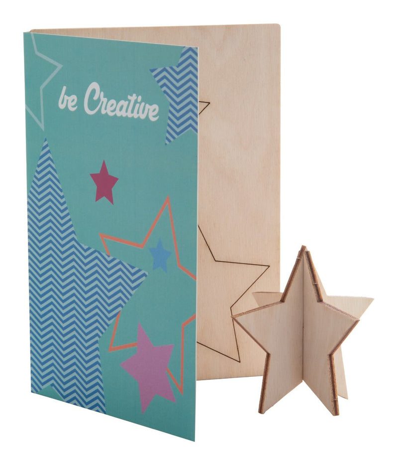 Promotivna božićna čestitka s dizajnom po želji i složivom drvenom zvijezdom | Poslovni pokloni