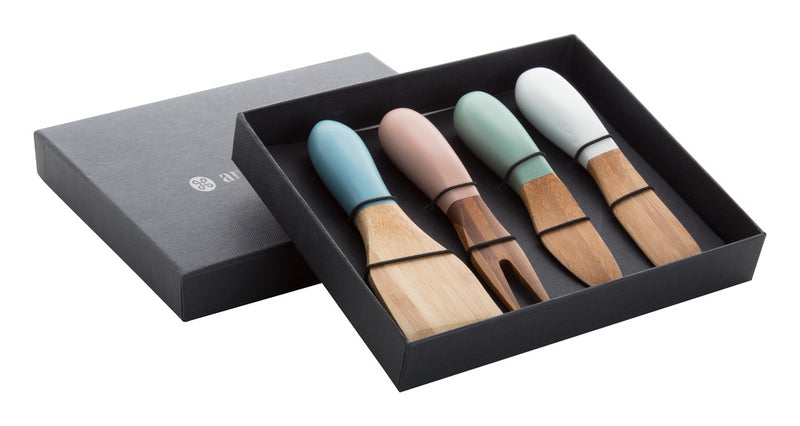 Promotivni set od 4 noža za sir od bambusa | Poslovni pokloni