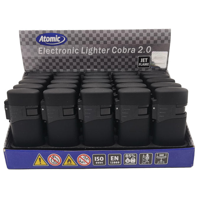 Promotivni elektronski mat upaljač s mlaznim plamenom i gumiranim tijelom