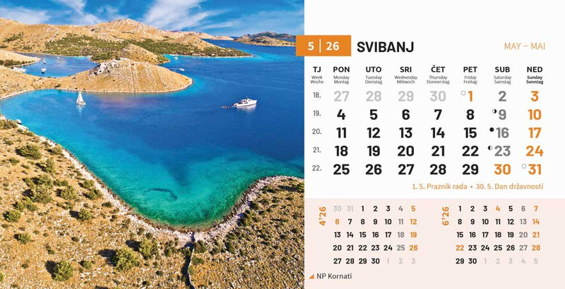 Stolni kalendar čestitka - nacionalni parkovi RH