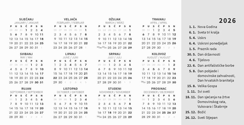 Stolni kalendar čestitka - nacionalni parkovi RH