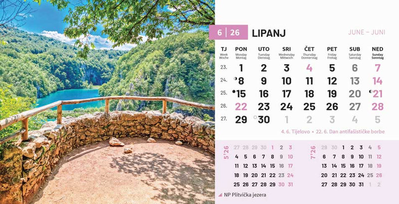 Stolni kalendar čestitka - nacionalni parkovi RH