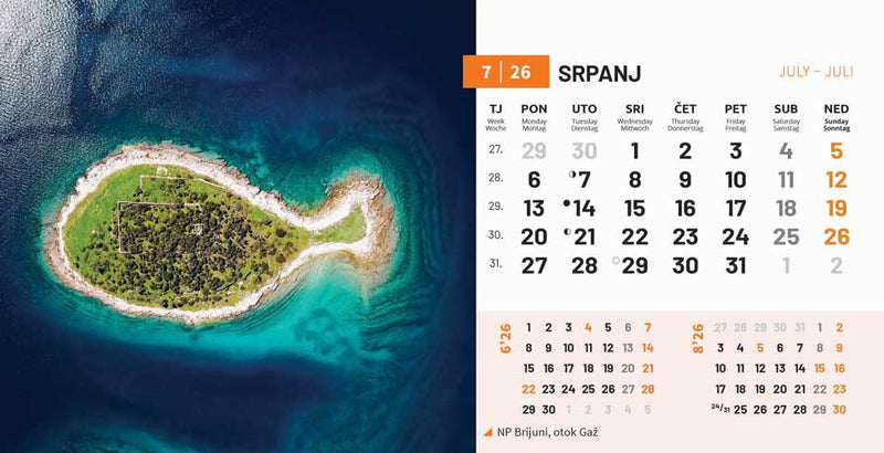 Stolni kalendar čestitka - nacionalni parkovi RH