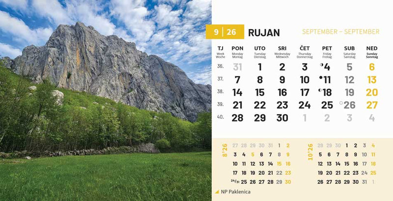 Stolni kalendar čestitka - nacionalni parkovi RH