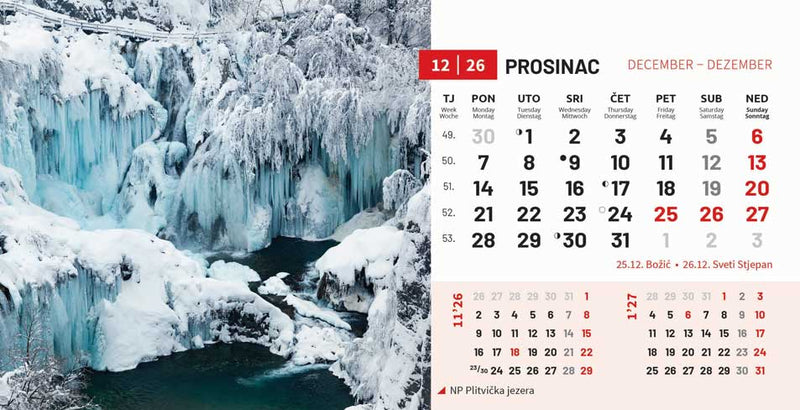 Stolni kalendar čestitka - nacionalni parkovi RH