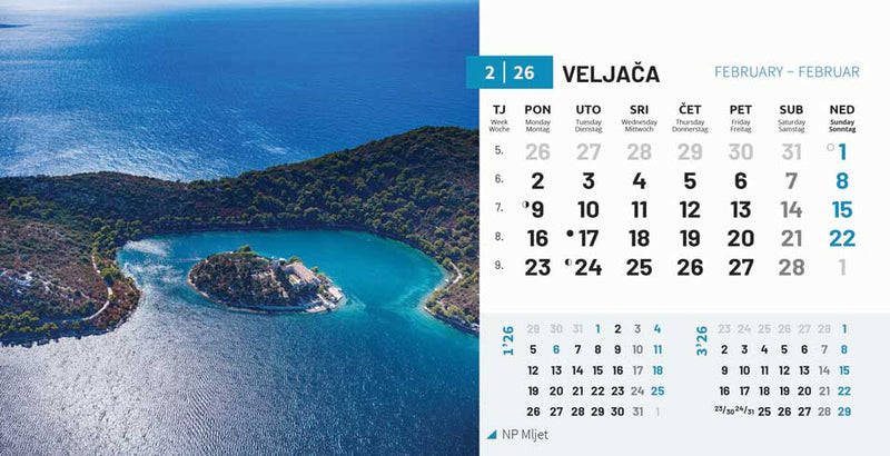 Stolni kalendar čestitka - nacionalni parkovi RH