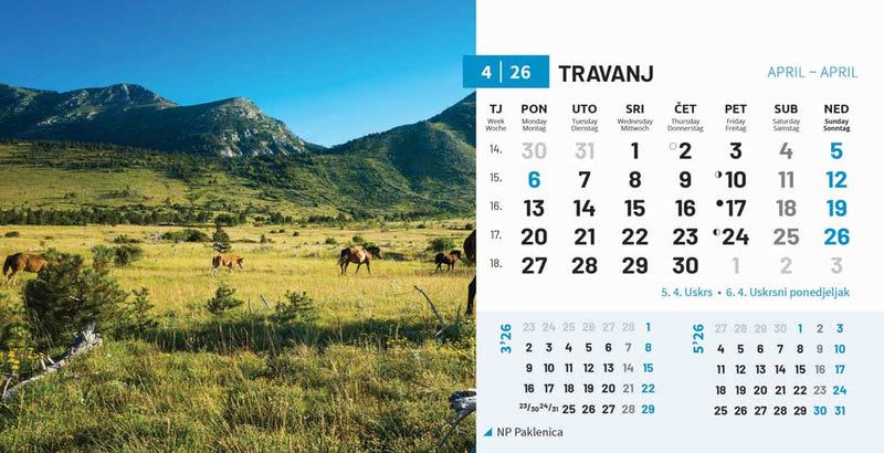 Stolni kalendar čestitka - nacionalni parkovi RH