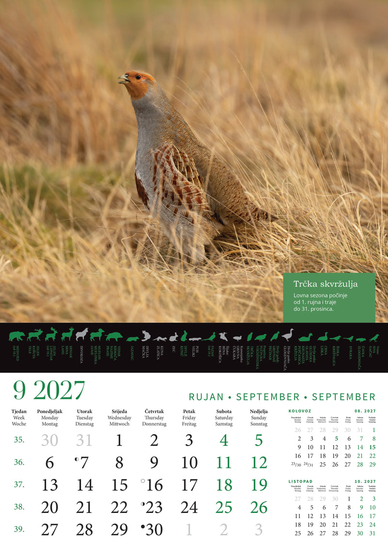 Promotivni zidni kalendar s rokovima lova na divlje životinje