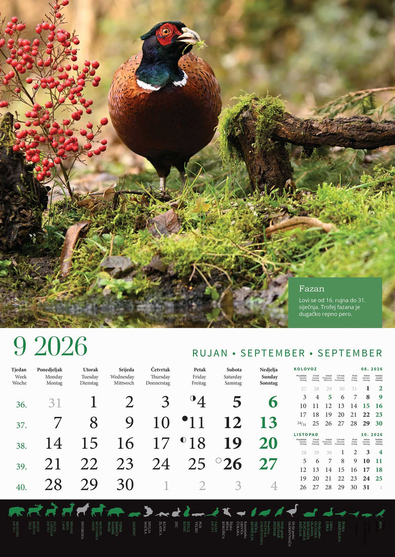 Promotivni zidni kalendar s rokovima lova na divlje životinje
