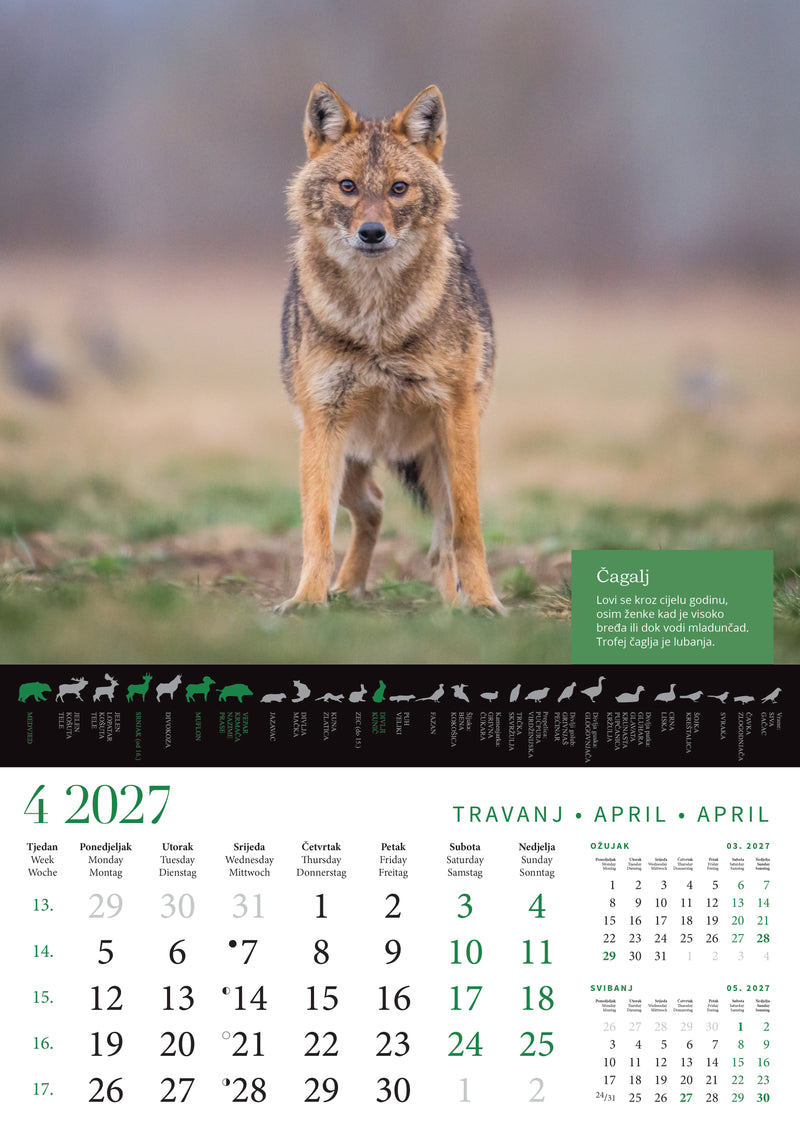 Promotivni zidni kalendar s rokovima lova na divlje životinje