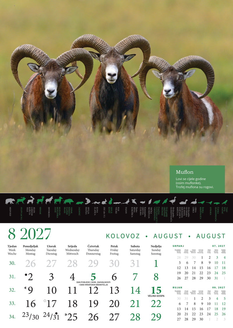 Promotivni zidni kalendar s rokovima lova na divlje životinje