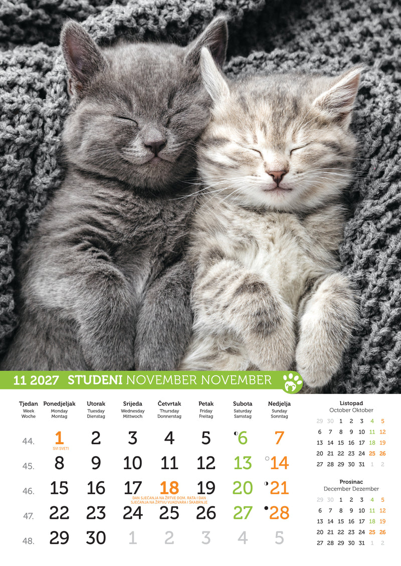 Promotivni zidni kalendar Psi i mačke
