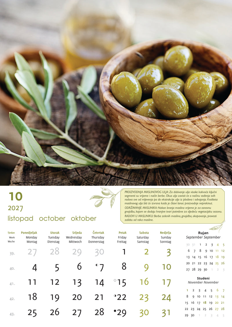Promotivni zidni kalendar Masline