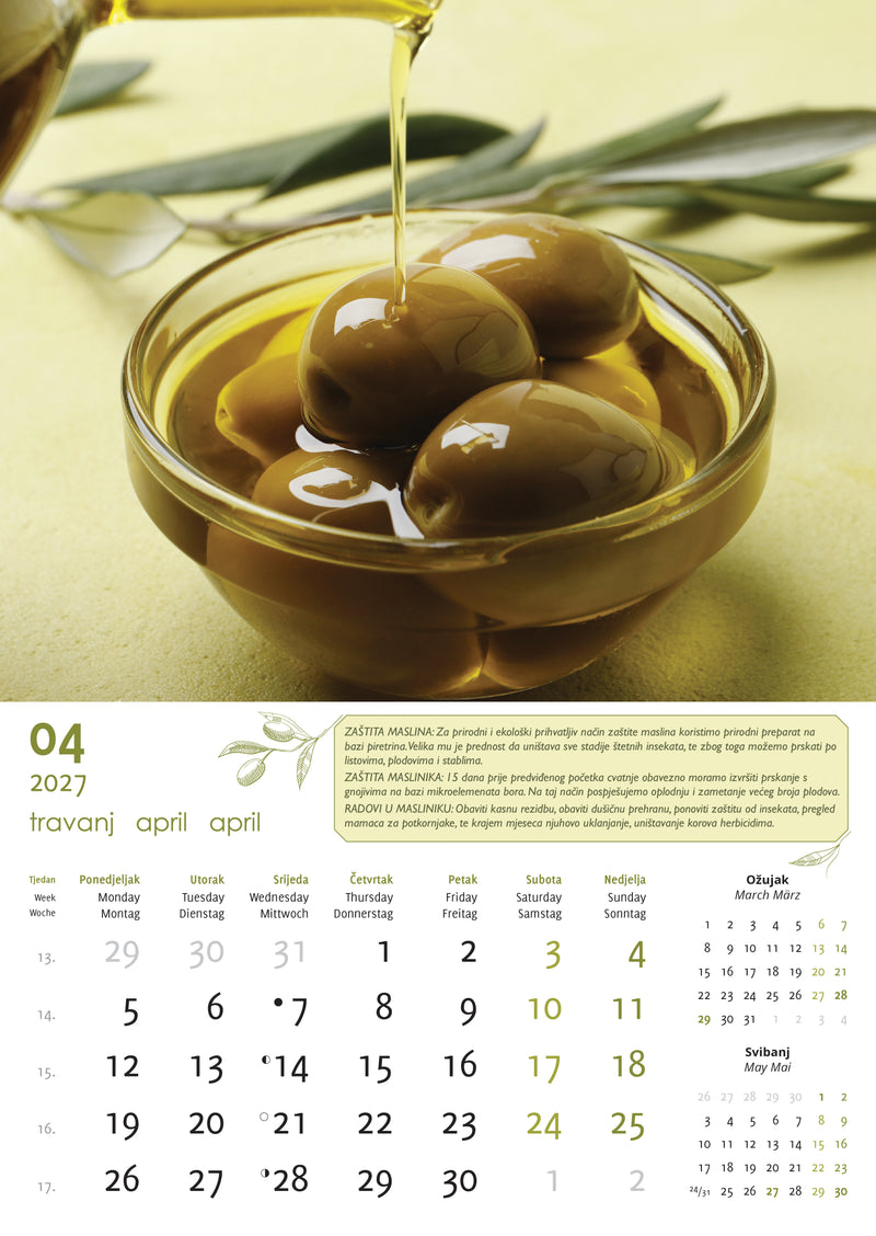 Promotivni zidni kalendar Masline
