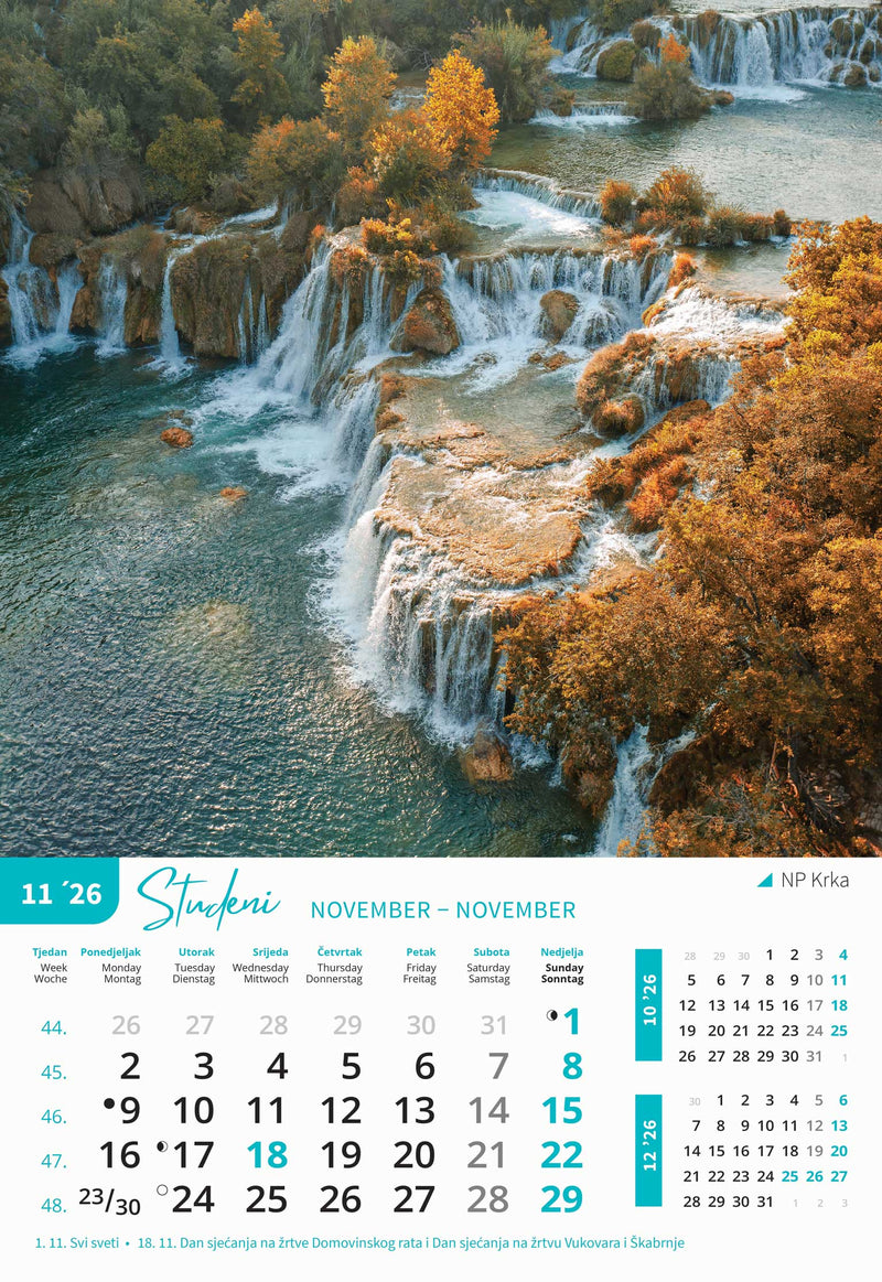 Promotivni zidni kalendar Nacionalni parkovi Hrvatske