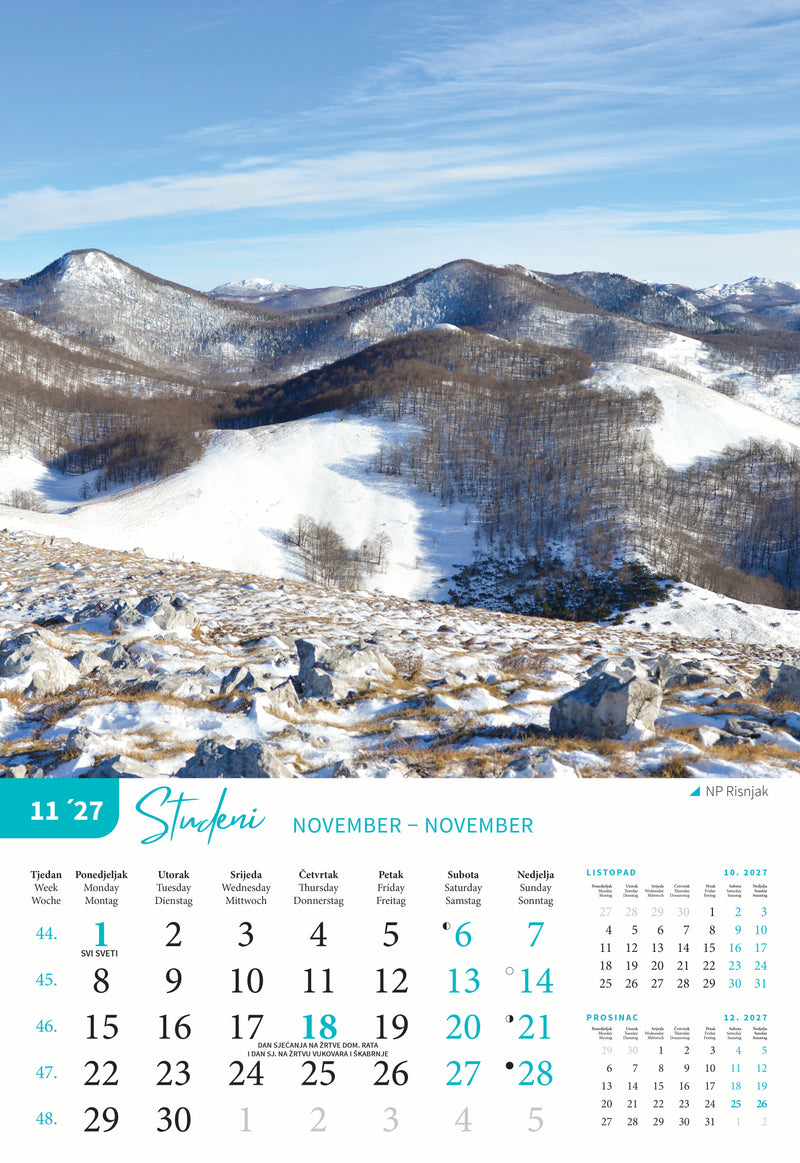 Promotivni zidni kalendar Nacionalni parkovi Hrvatske