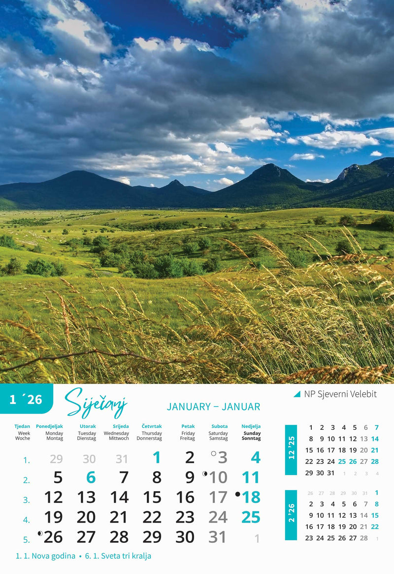 Promotivni zidni kalendar Nacionalni parkovi Hrvatske