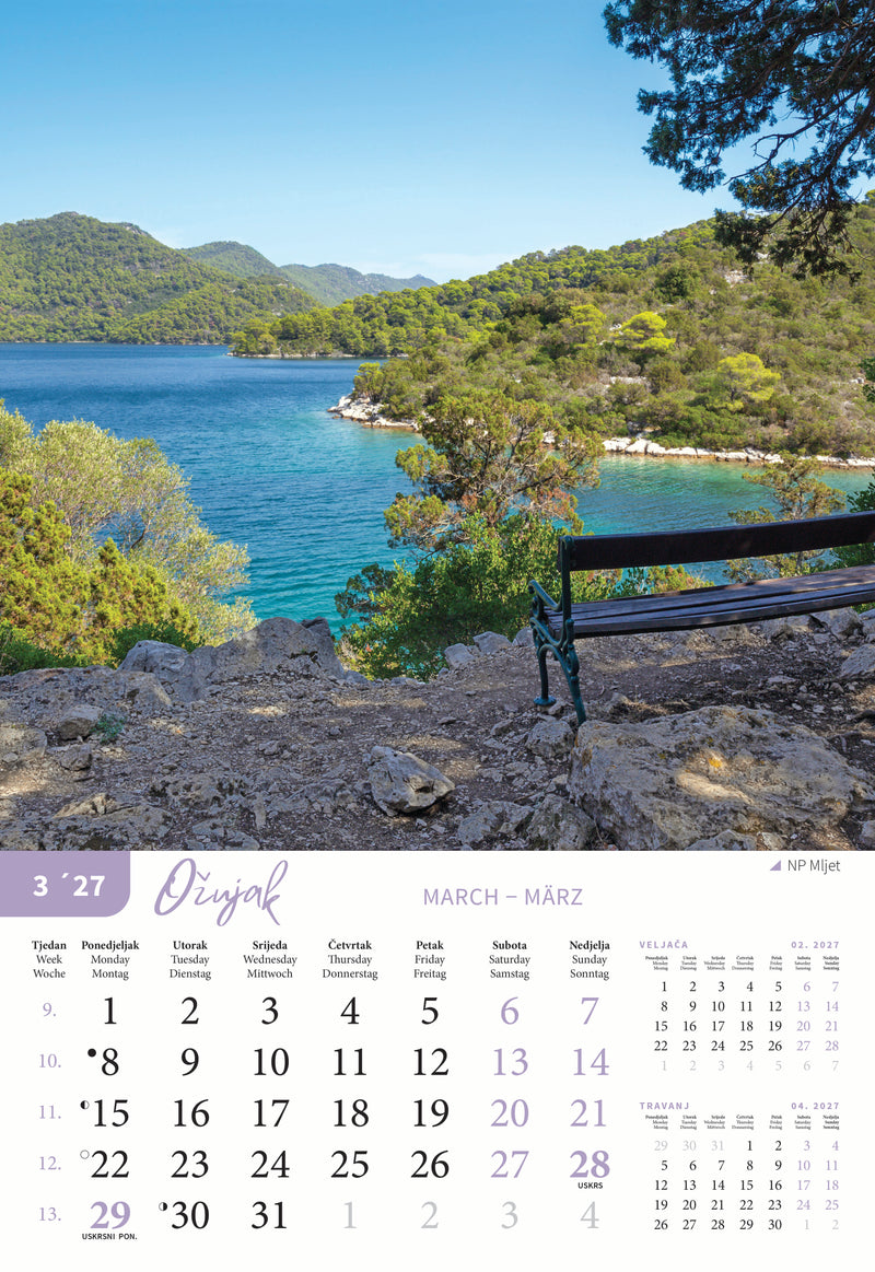 Promotivni zidni kalendar Nacionalni parkovi Hrvatske
