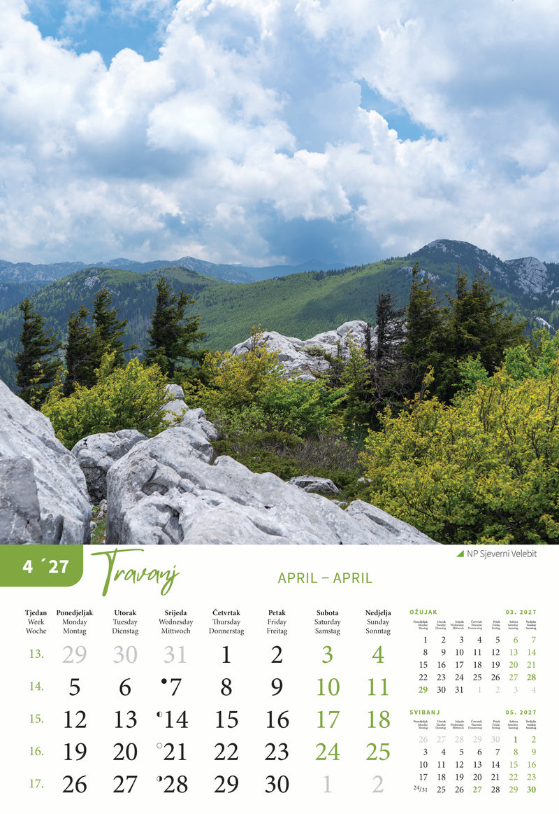 Promotivni zidni kalendar Nacionalni parkovi Hrvatske