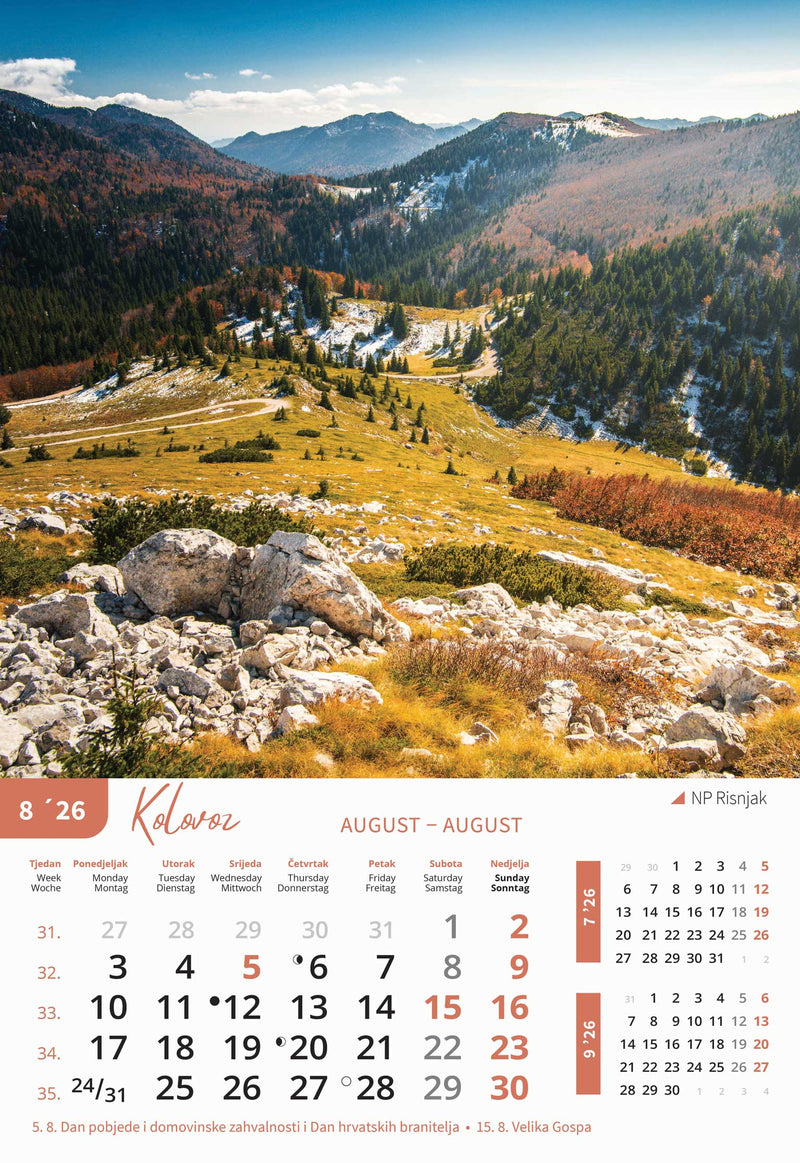 Promotivni zidni kalendar Nacionalni parkovi Hrvatske