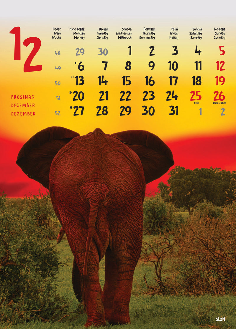 Promotivni zidni kalendar Životinje