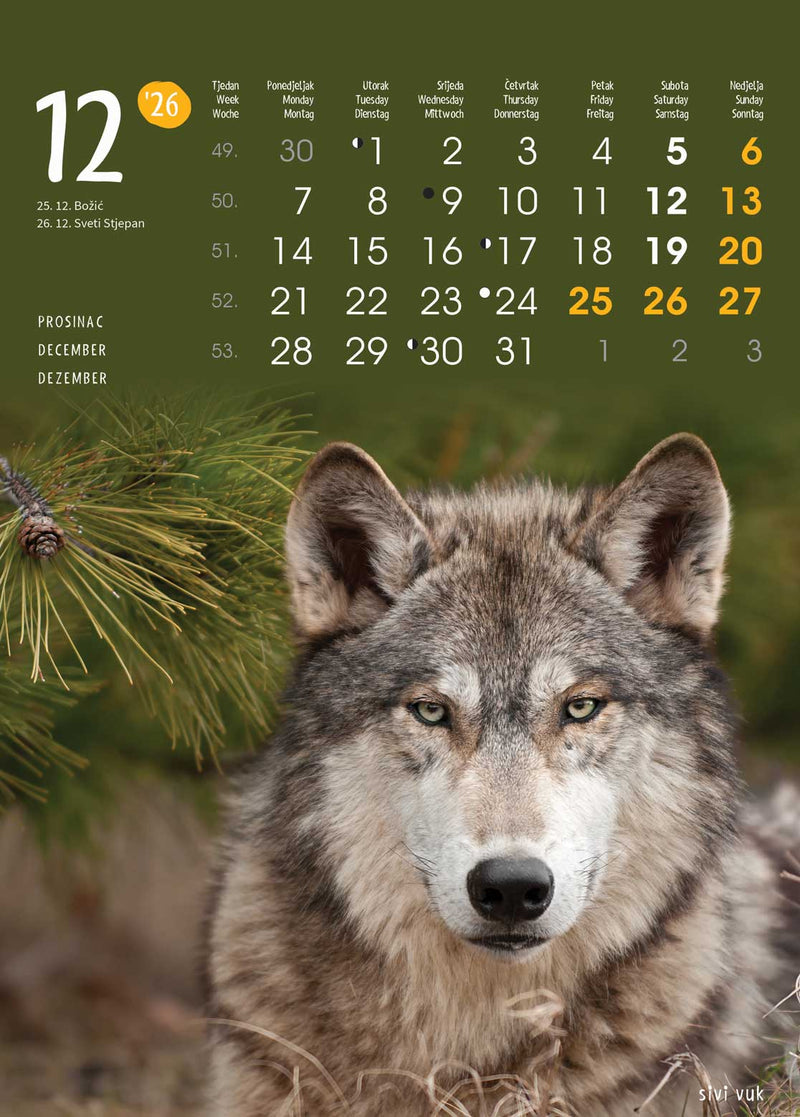 Promotivni zidni kalendar Životinje