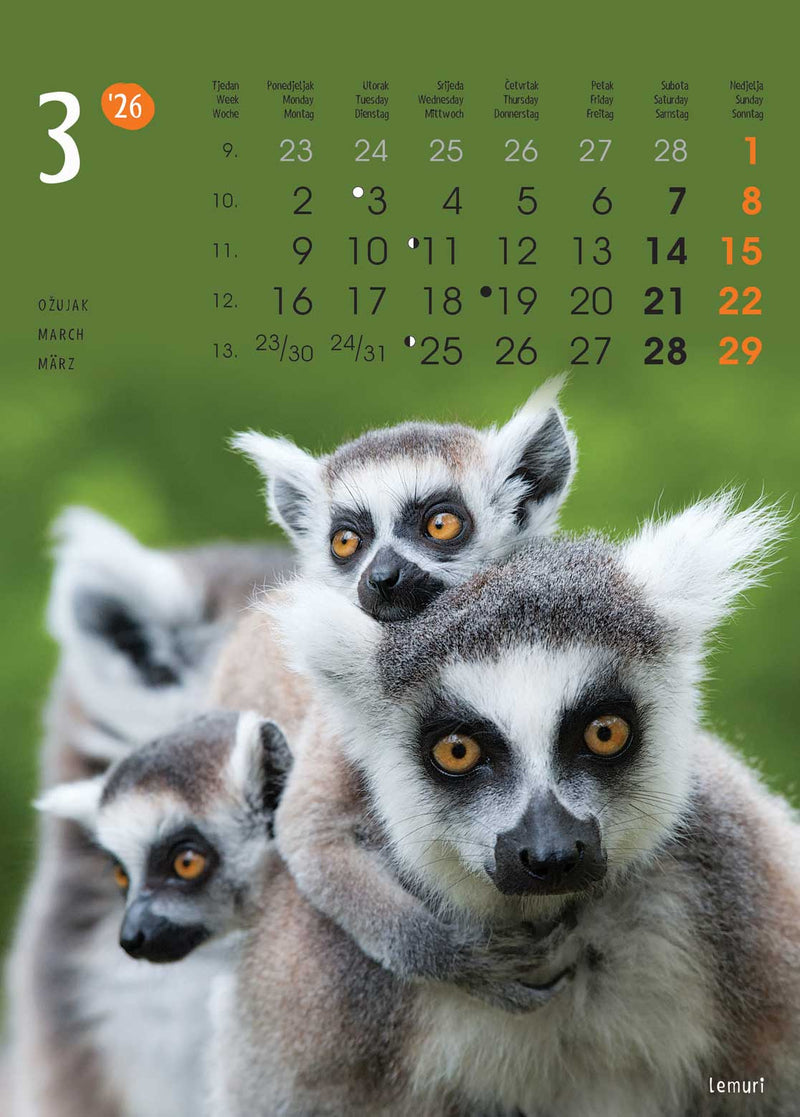Promotivni zidni kalendar Životinje