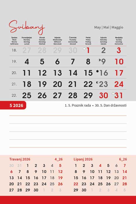 Promotivni stolni kalendar čestitka - vertikalni