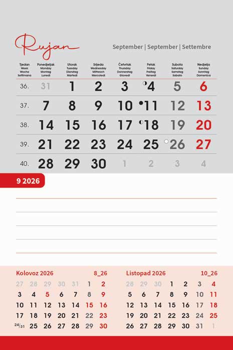 Promotivni stolni kalendar čestitka - vertikalni