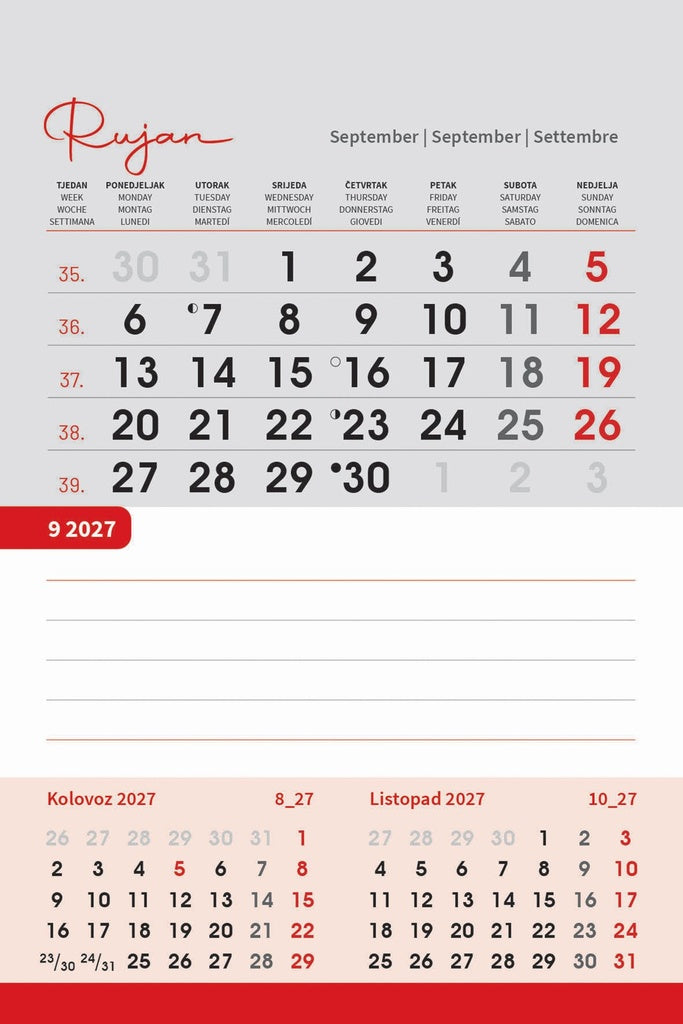 Promotivni stolni kalendar čestitka - vertikalni