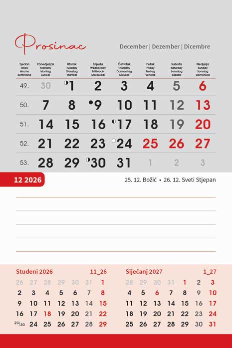 Promotivni stolni kalendar čestitka - vertikalni