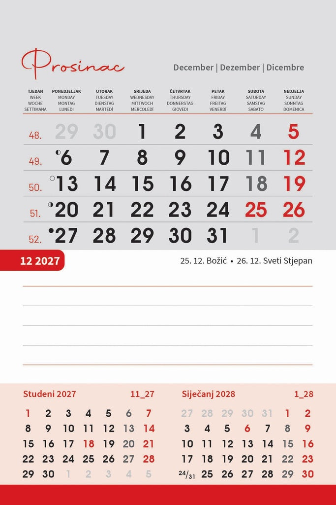 Promotivni stolni kalendar čestitka - vertikalni