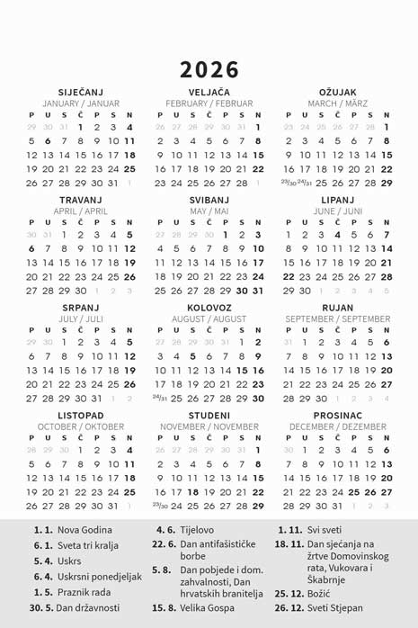 Promotivni stolni kalendar čestitka - vertikalni