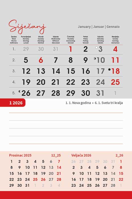 Promotivni stolni kalendar čestitka - vertikalni