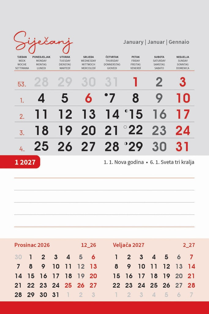 Promotivni stolni kalendar čestitka - vertikalni