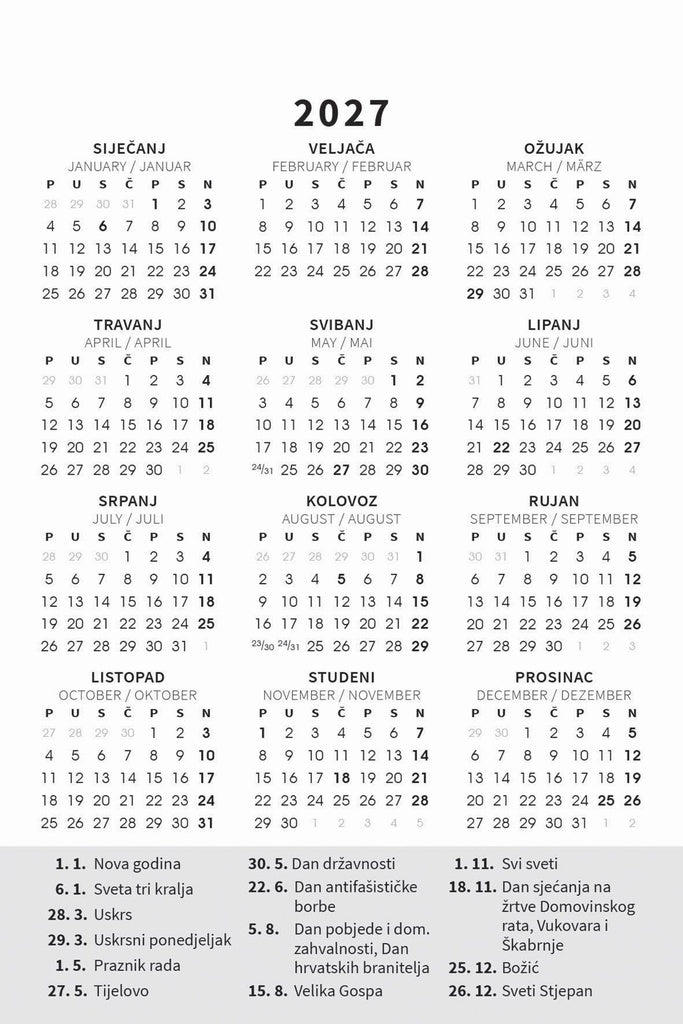 Promotivni stolni kalendar čestitka - vertikalni
