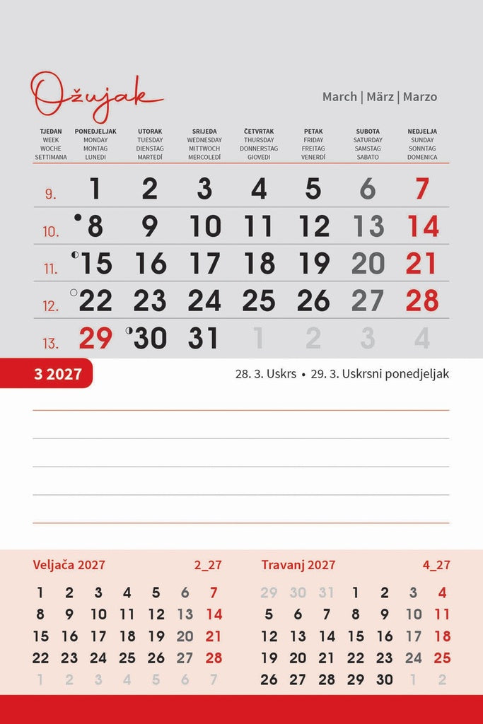 Promotivni stolni kalendar čestitka - vertikalni