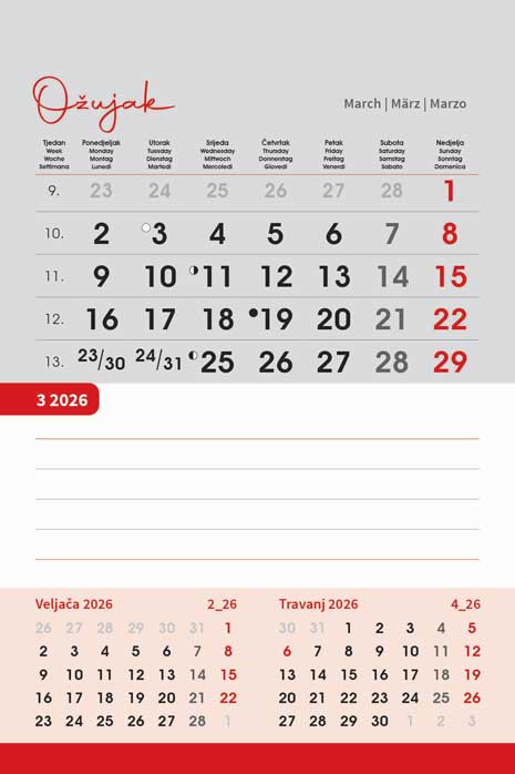 Promotivni stolni kalendar čestitka - vertikalni