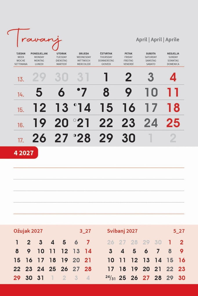 Promotivni stolni kalendar čestitka - vertikalni