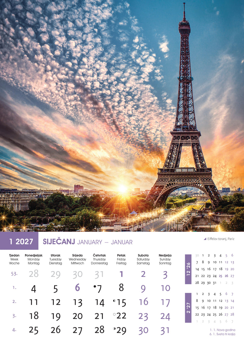 Promotivni zidni kalendar Biseri svijeta