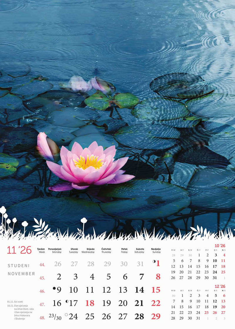 Promotivni zidni kalendar Cvijeće